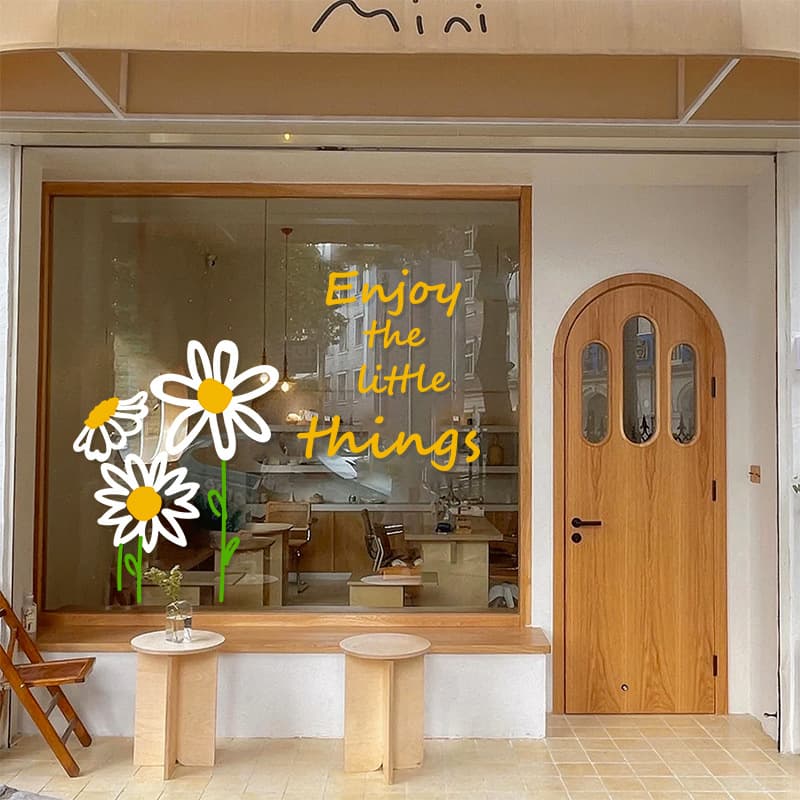 ins style small fresh daisy glass sticker internet celebrity shop window decoration layout sticker window flower wall sticker door sticker