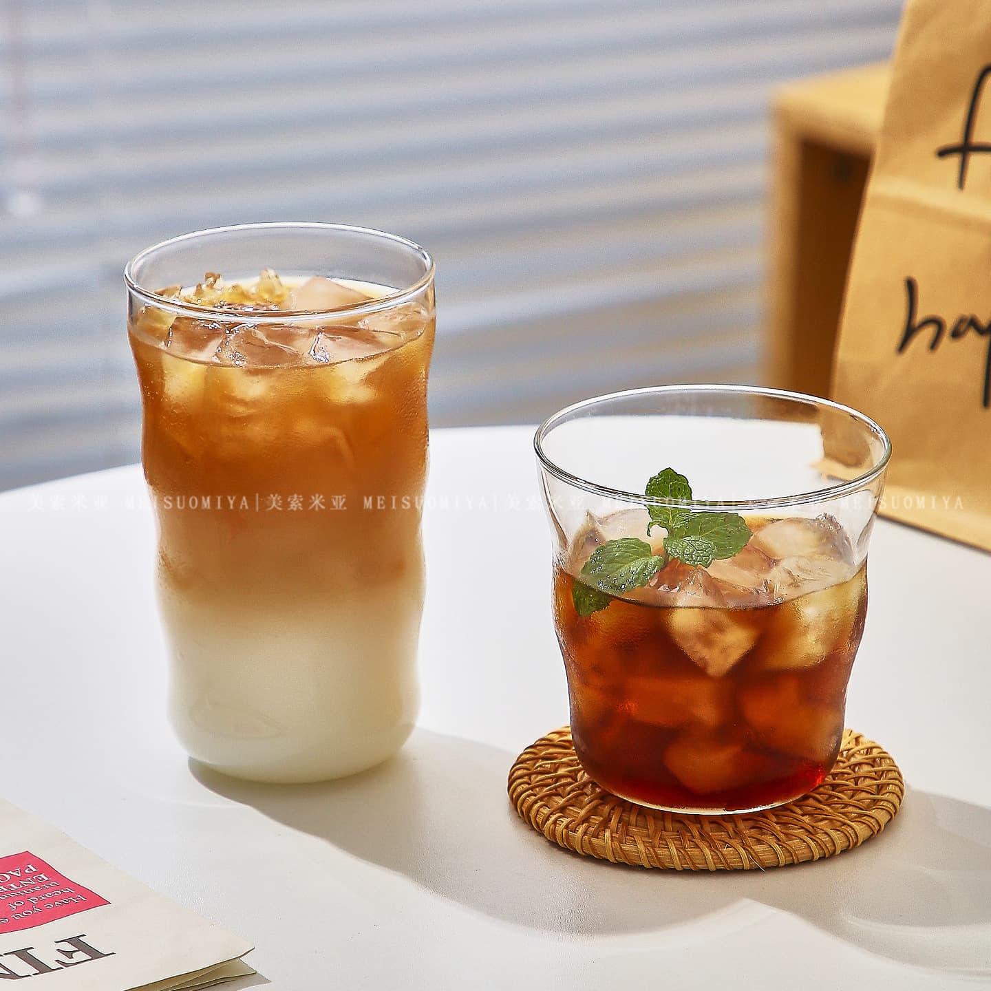 Glass high borosilicate coffee cup simple ins glacier cup high temperature resistant water cup American latte cup beverage cup