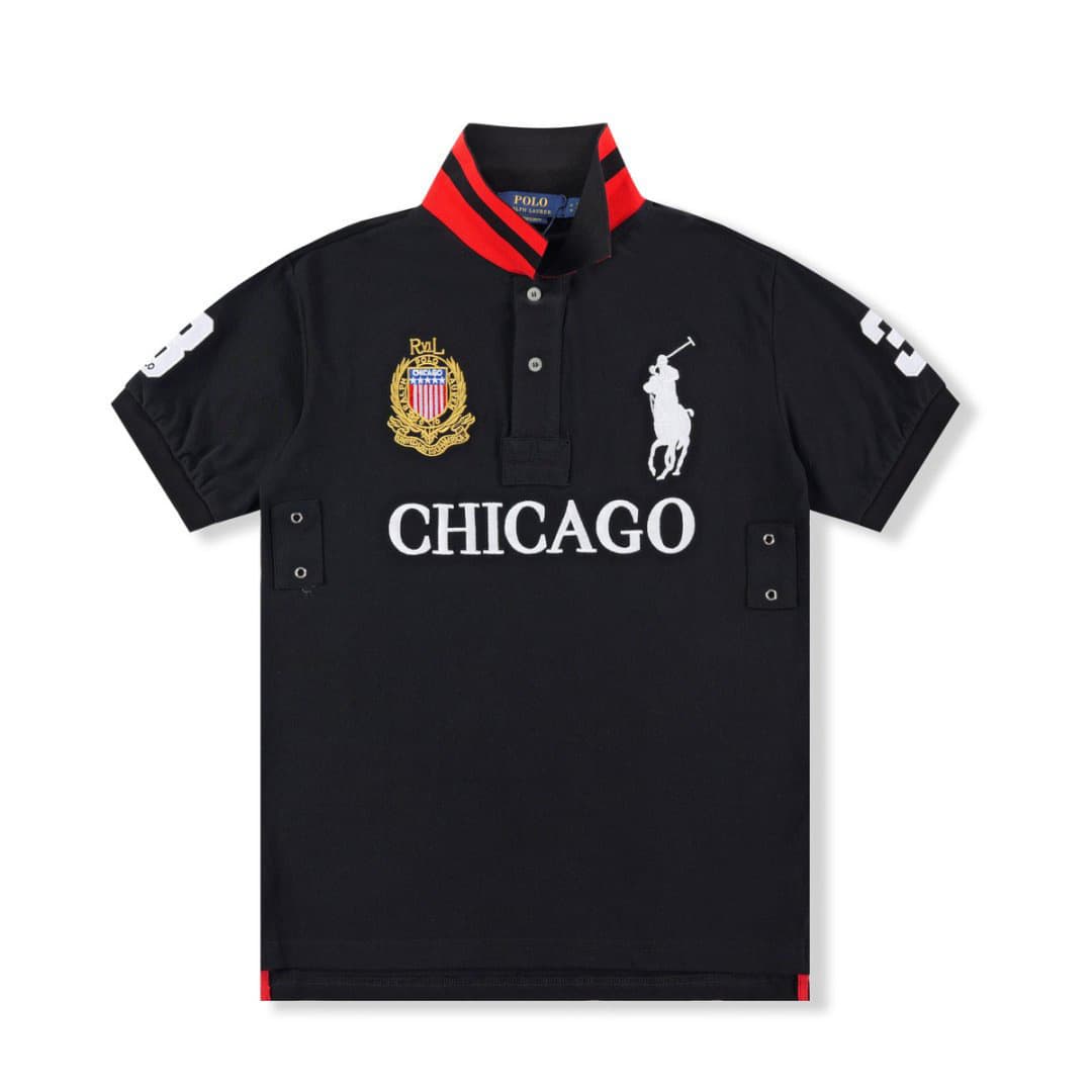 New Cross-Border Summer Polo Shirt with Turn-Down Collar, Embroidered Major City Style, Casual Plus Size Top T-Shirt Polo Short Sleeve