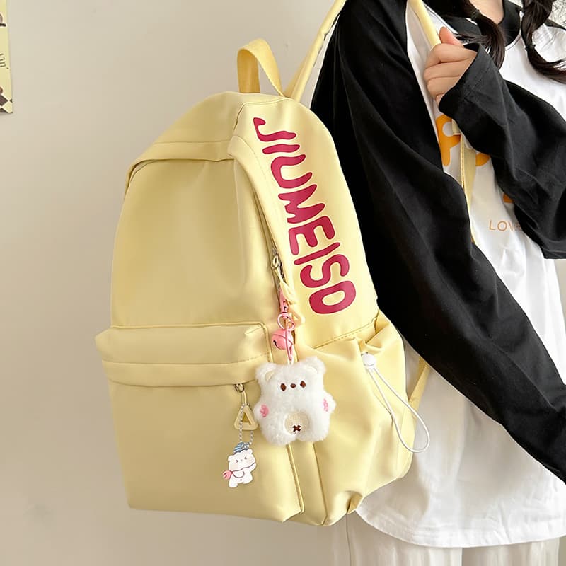 Korean Style Ins Fresh Solid Color Backpack Large Capacity School Commute Women's Travel Lightweight Backpack