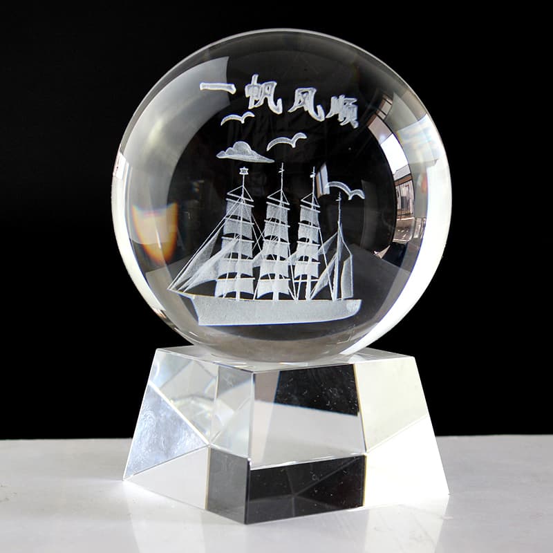 Crystal glass ball smooth sailing crystal ball creative decorative ornaments for friends customized company gifts crystal horse
