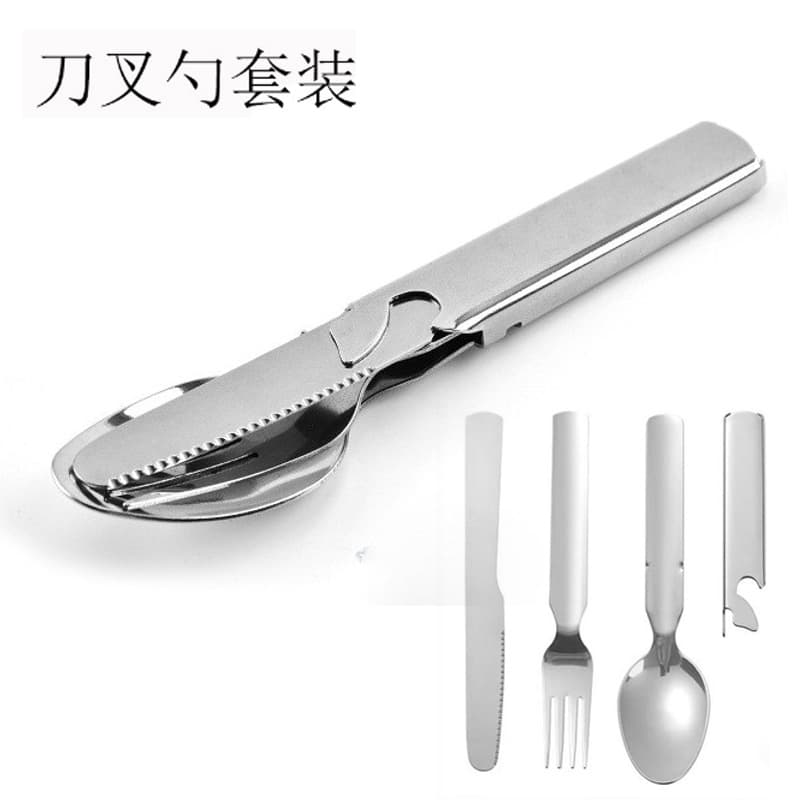 Stainless Steel Cutlery Knife Fork Spoon Set Outdoor Picnic Tool Camping Multi-Functional Combination Cutlery LOGO Custom
