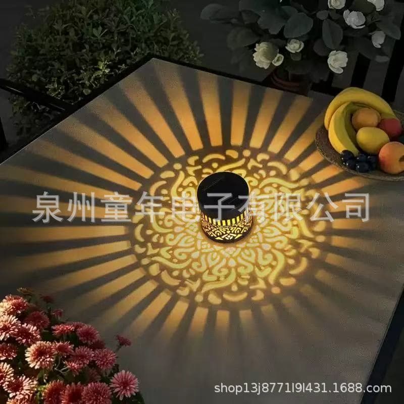 Cross-border New Solar Cracked Ball Angel Watering Can Light Sprinkler Flower Fairy Star Can Light Iron Art Hollow-out LED