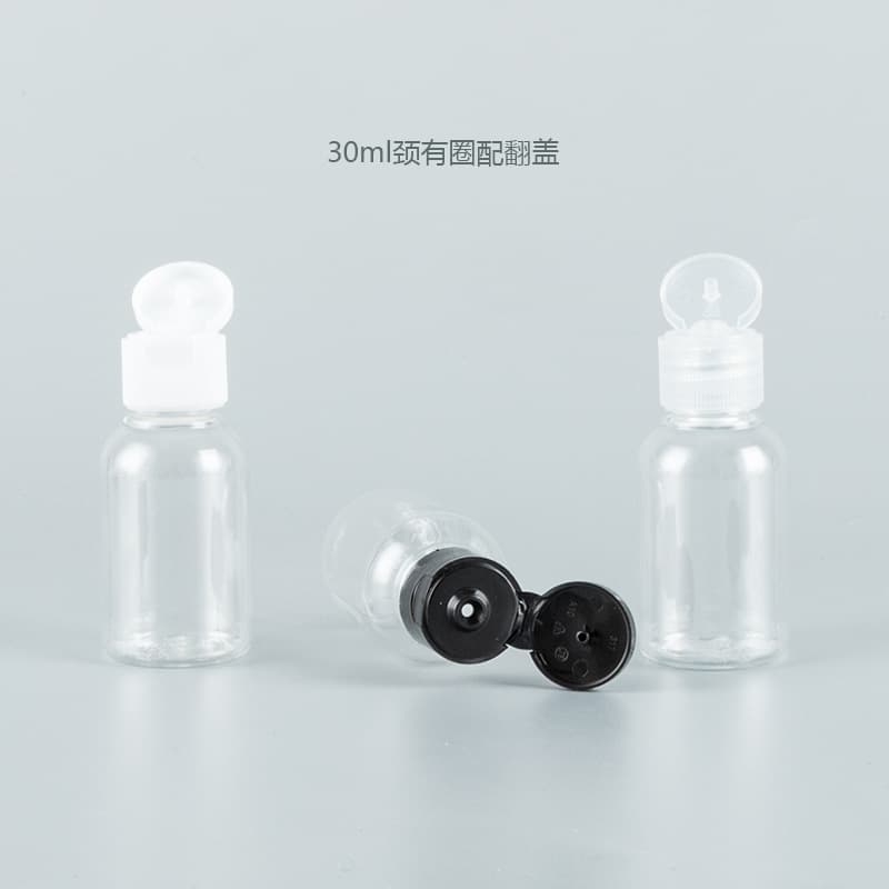 30ml Transparent Round Shoulder PET Bottle with Standard Cap, Flip Cap, Butterfly Cap, Hydrosol Bottle