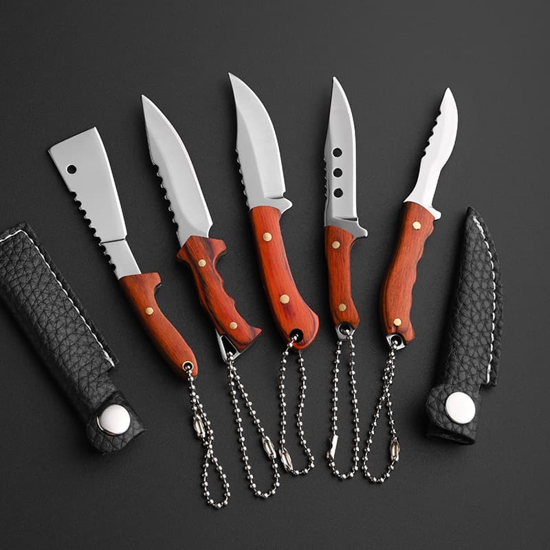 Keychain Mini Kitchen Knife Small Gift Knife Express Knife Portable Knife Key Knife Non-Folding Straight Knife Pendant