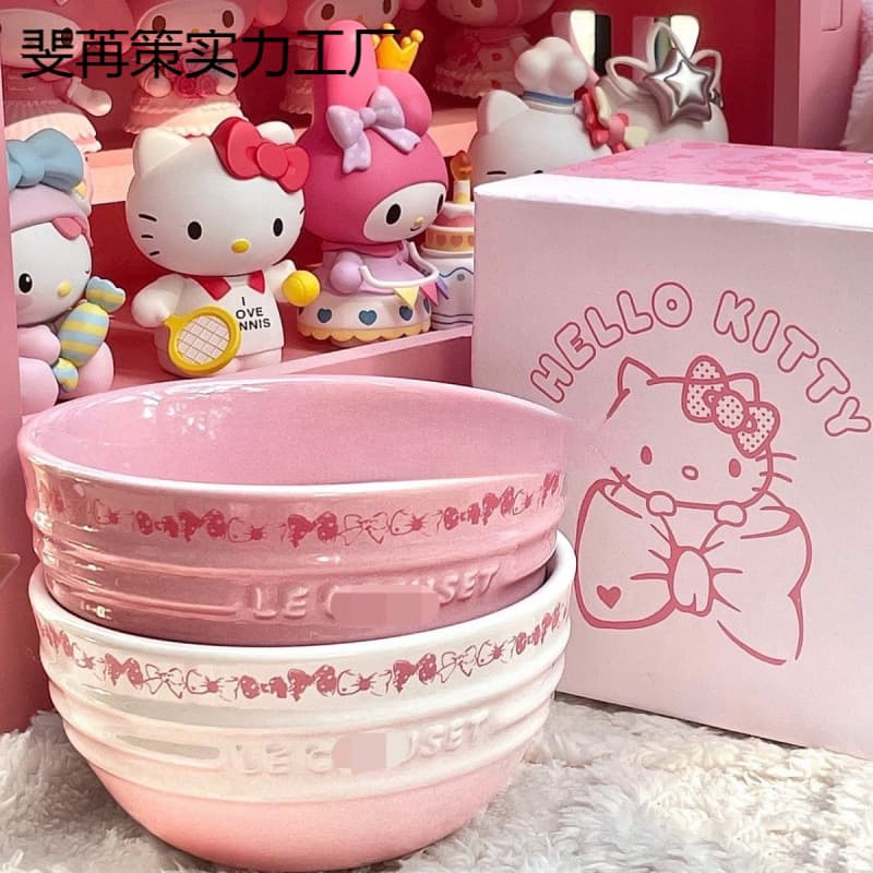 France Cool Colorful Hello Kitty Bowl Set Cute Home Student Dining Bowl Dinnerware Set