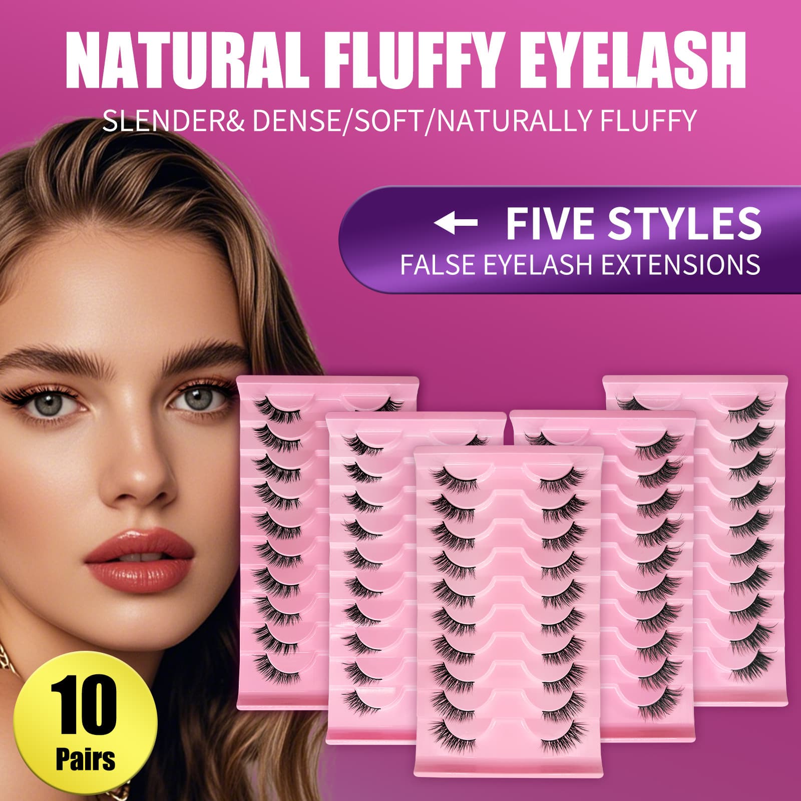 10Pairs Half Lashes 3D Effect Wispy Fox Eye False Eyelashes