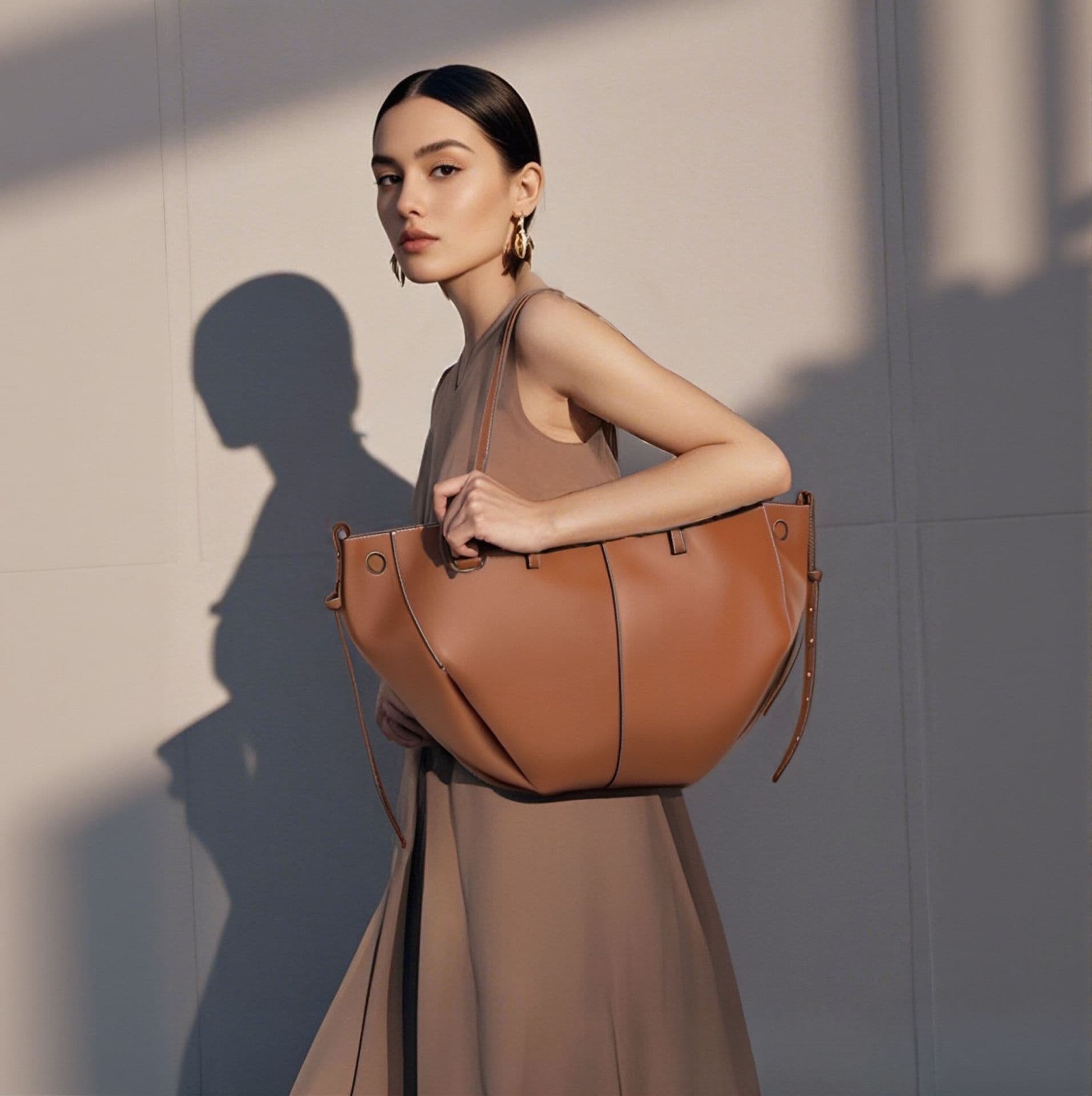French Niche Pol Wing Bag Tote Bag New Cy me Cowhide Handbag Large Capacity Shopping Bag Genuine Leather Women's Bag