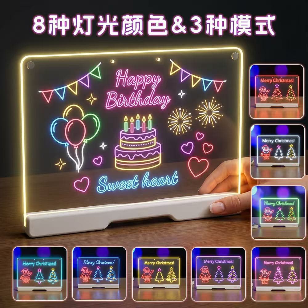 2026 New Children's Glowing Drawing Board Hand-Drawn Wipeable Transparent Acrylic Fluorescent Board Educational Painting Toy