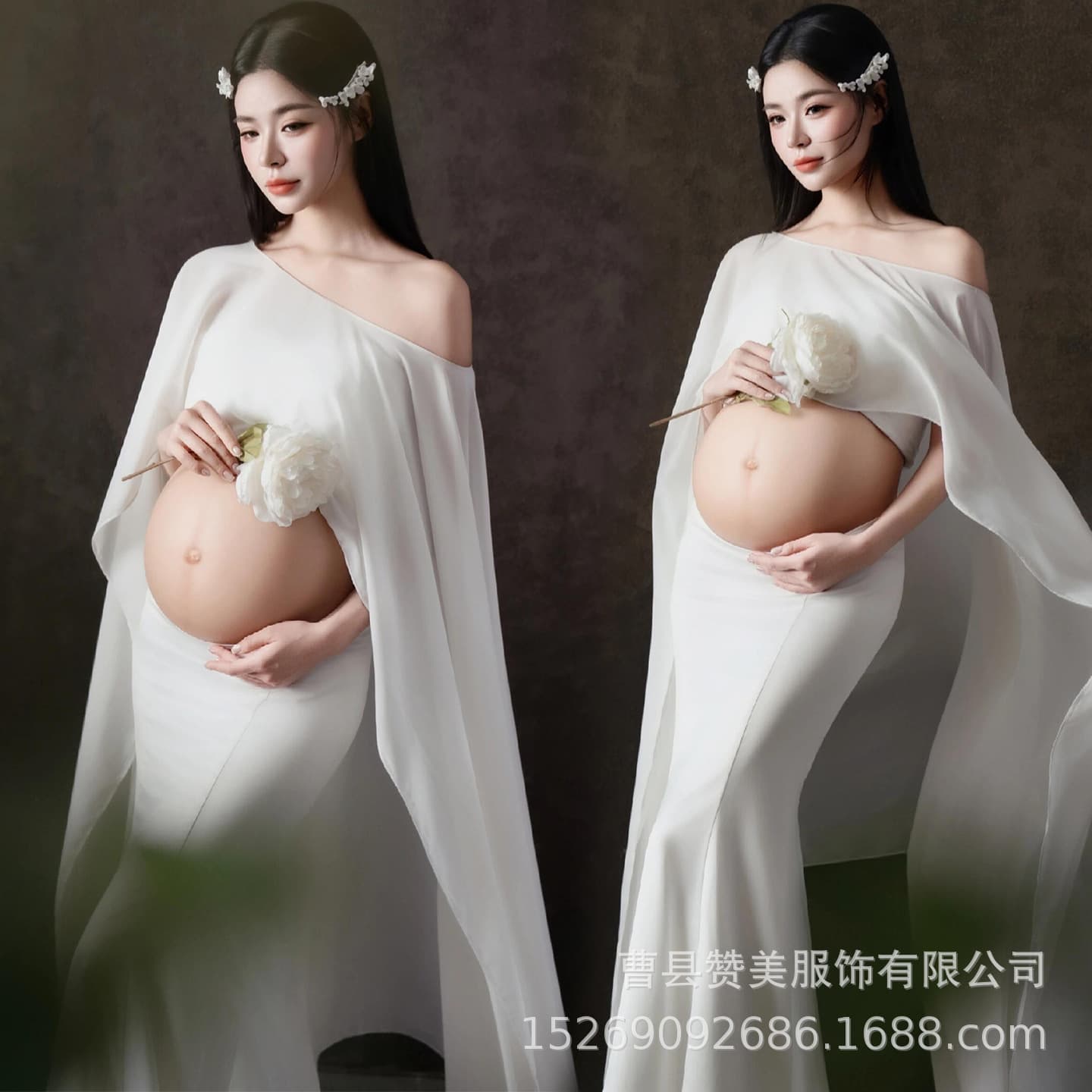 Photo studio new style pregnant women photo clothing French retro cool atmosphere indoor belly photo pregnant mommy clothes