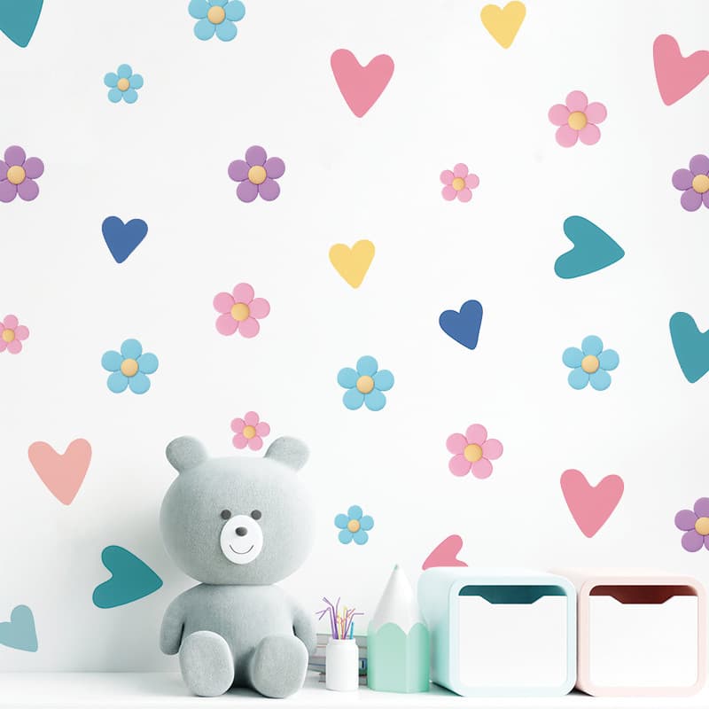 Cross-border Boho Style Love Flowers Girls Bedroom Wall Stickers PVC Self-Adhesive Jellyfish Animal Children's Wall Stickers