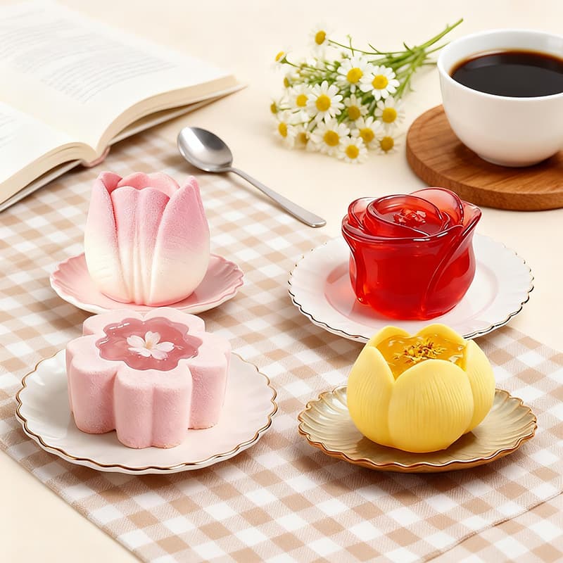 Sanxin Flower Bud Container Jelly Mousse Silicone Mold DIY Fun Ice Cream Chocolate Pudding No-Bake Mold