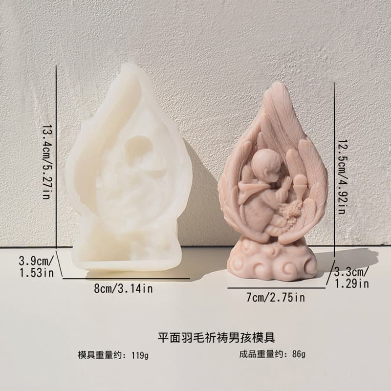 INS Creative Ornament Mold Angel House Family Feather Sculpture Ornament Shaped Scented Candle Silicone Mold