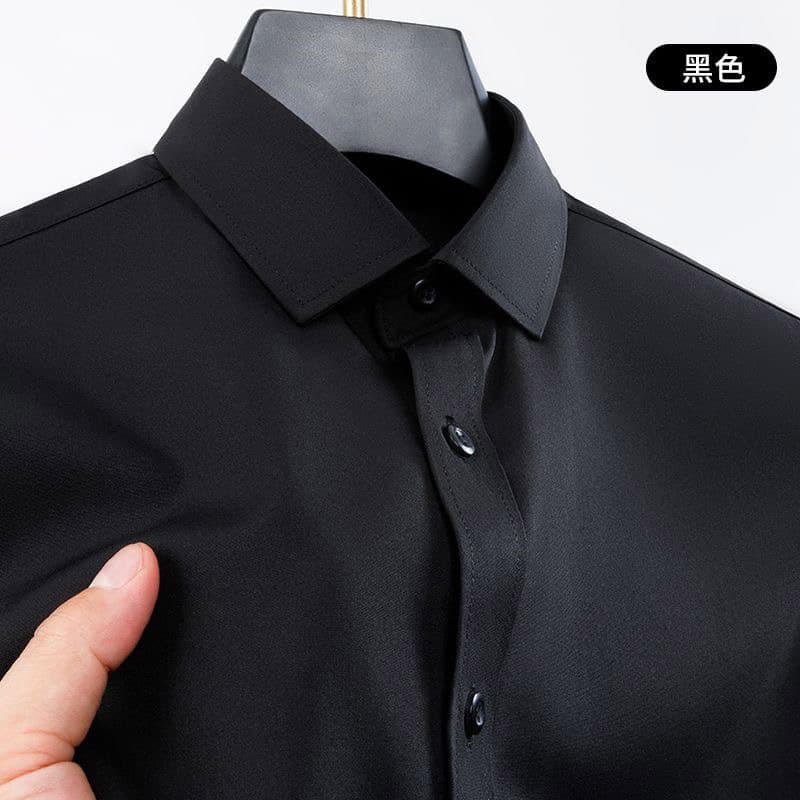 Plus Size 4-Way Stretch Long Sleeve Shirt for Men, Wrinkle-Free Casual Business Workwear, Premium White Dress Shirt, Export Style