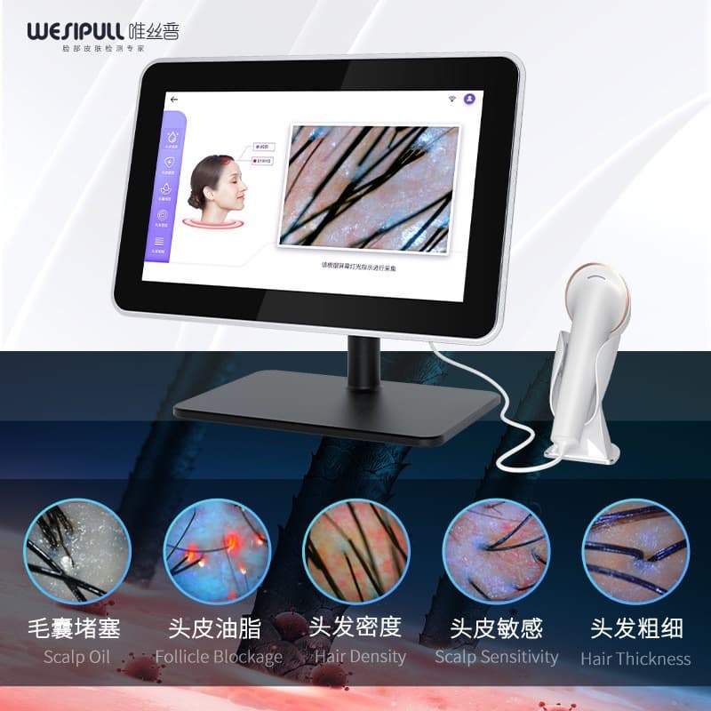 AI Intelligent Scalp Analyzer Hair Follicle HD Three-Spectrum All-in-One White Hair Analysis for Hair Care Salons