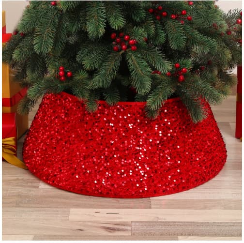 Cross-border New Glitter Christmas Tree Collar Base Decoration, Round/Square/Hexagonal/Dodecagonal Styles Wholesale