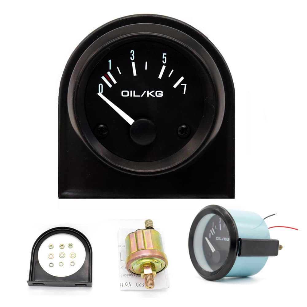 12V Universal Automotive Modification Gauge 52MM Automotive Oil Pressure Gauge Universal Car Oil Pressure Gauge 0-7KG
