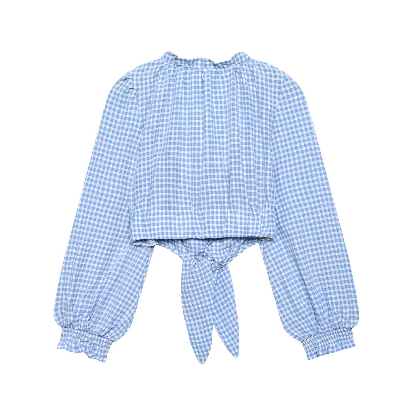 ZARZ Self-Made European-American Style New Women's Fashionable Blue Plaid Crop Top 4387057