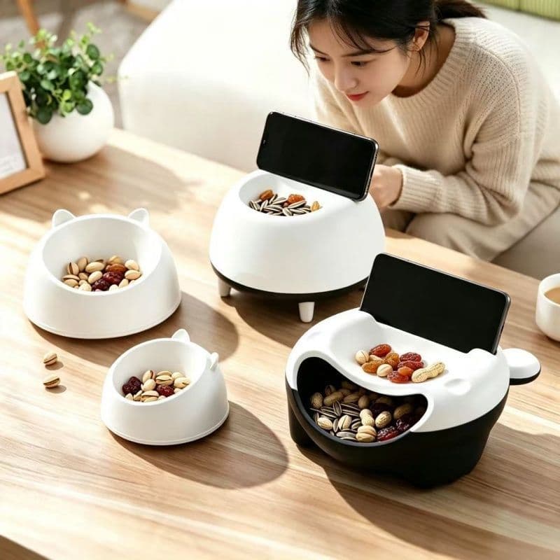 Lazy person's melon seed eating artifact, double-layered melon seed plate, desktop trash can, fruit plate, small gift melon seed box, candy box