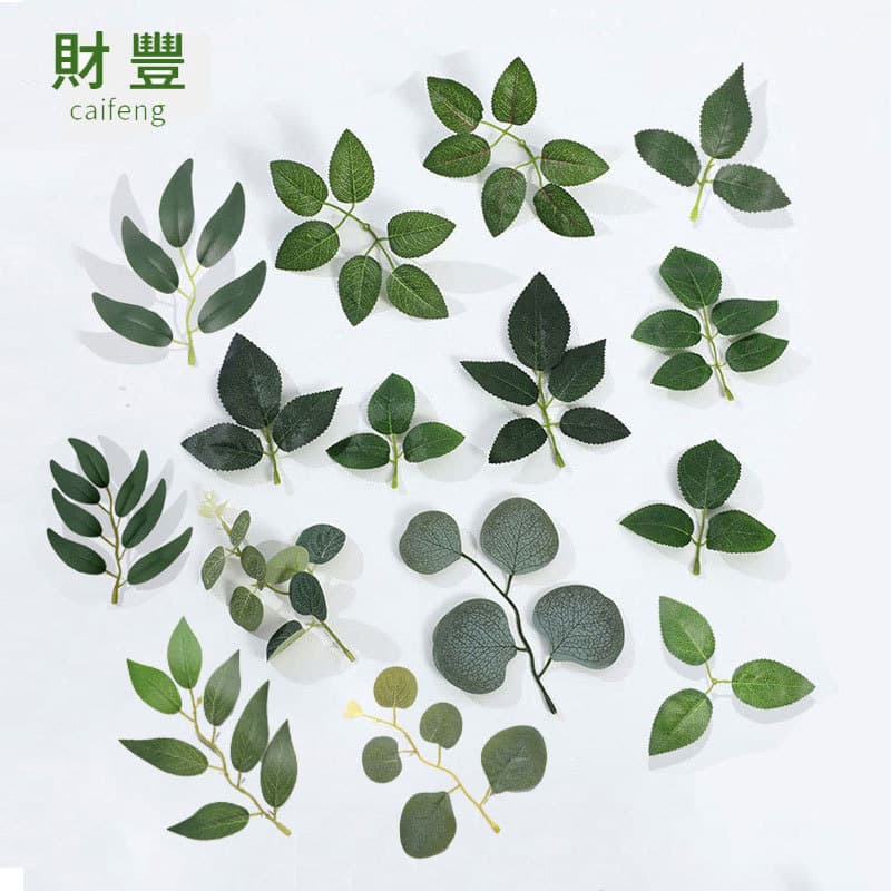 Factory Wholesale Green Leaf Simulation Plant Rose Leaf Money Fork Artificial Flower Plant Accessories Elaeagnus Angustifolia Leaves