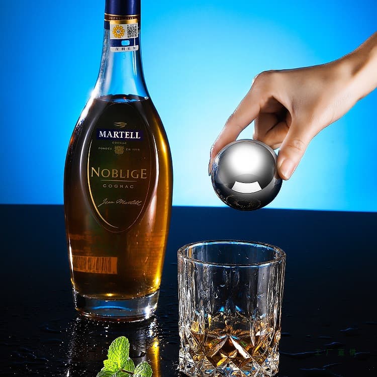 Whiskey Ice Stones, Beer Sprite Chilling, 304 Quick-Freeze Stainless Steel Ice Cubes, Metal Ice Spheres for Home Use