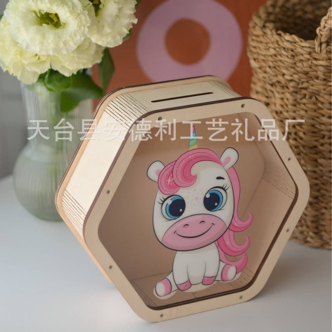 Wooden Piggy Bank Children's Coin Piggy Bank Can In and Out Wooden Cash Piggy Bank Box Gift