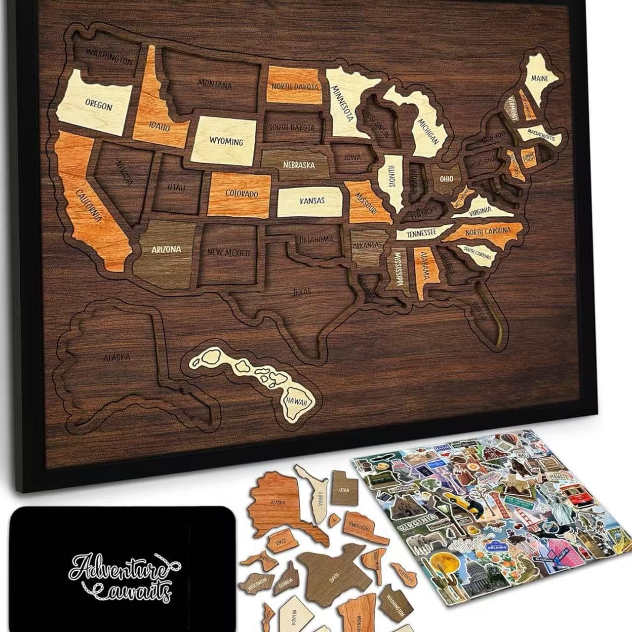 Cross-border New Wooden USA Travel Map Puzzle United States Travel Map Puzzle