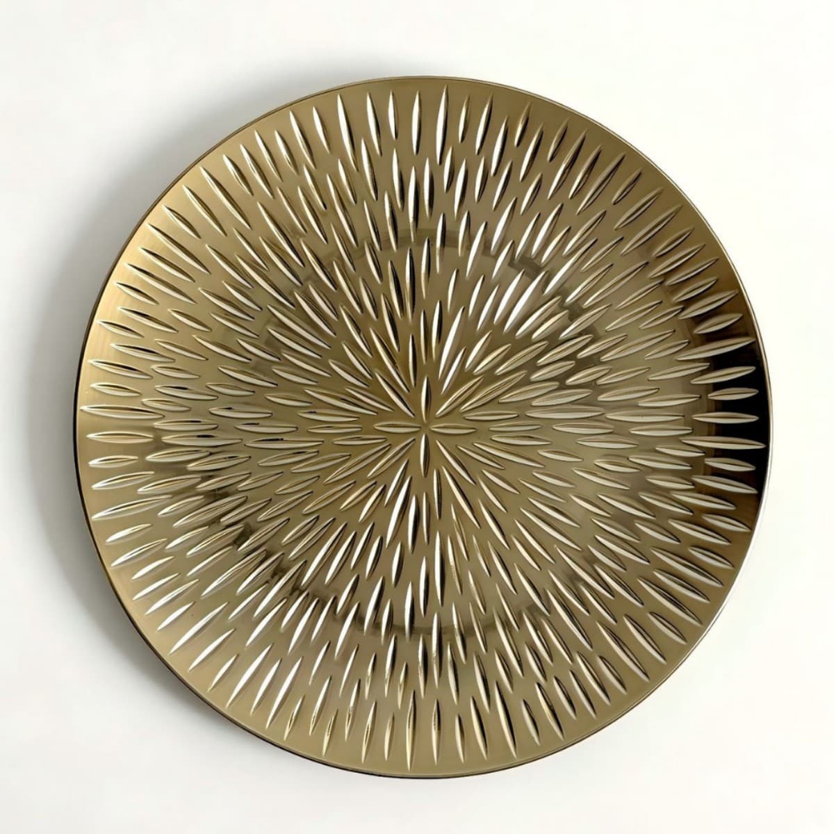 Light Luxury Gold Radial Pattern Glass Plate Ins Style Round Western Steak Plate Hotel Banquet Table Setting Decorative Tray