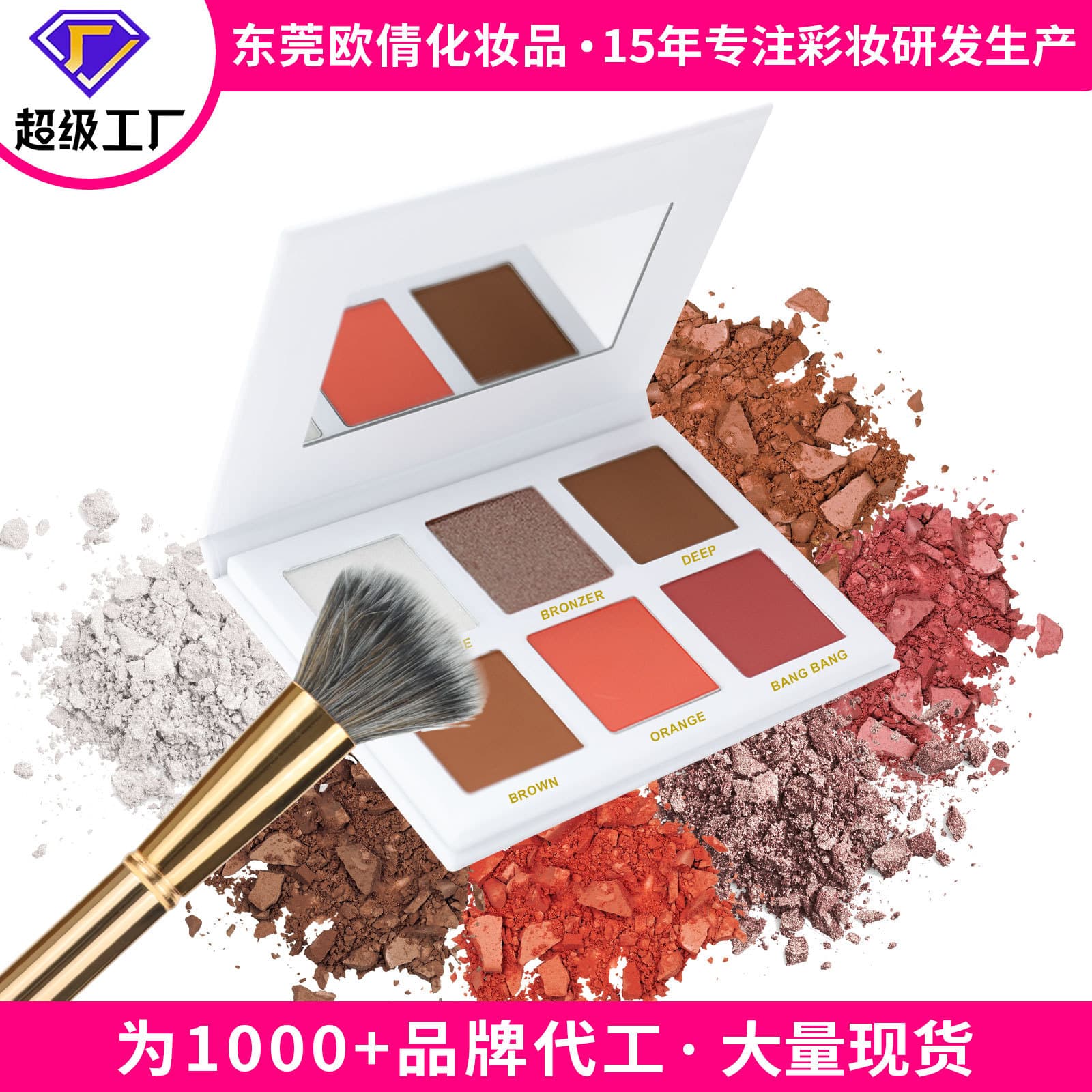 Cross-border Makeup No Logo Highlighter Contour Palette, DIY, Waterproof, Long-lasting, Multi-use, Matte Blush Palette