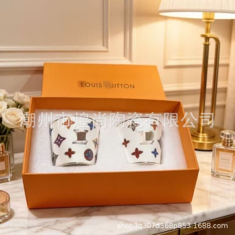 European Luxury Bone China Cup Set, High-End Couple Coffee Mugs, Ceramic Water Cups, Gift Box Packaging