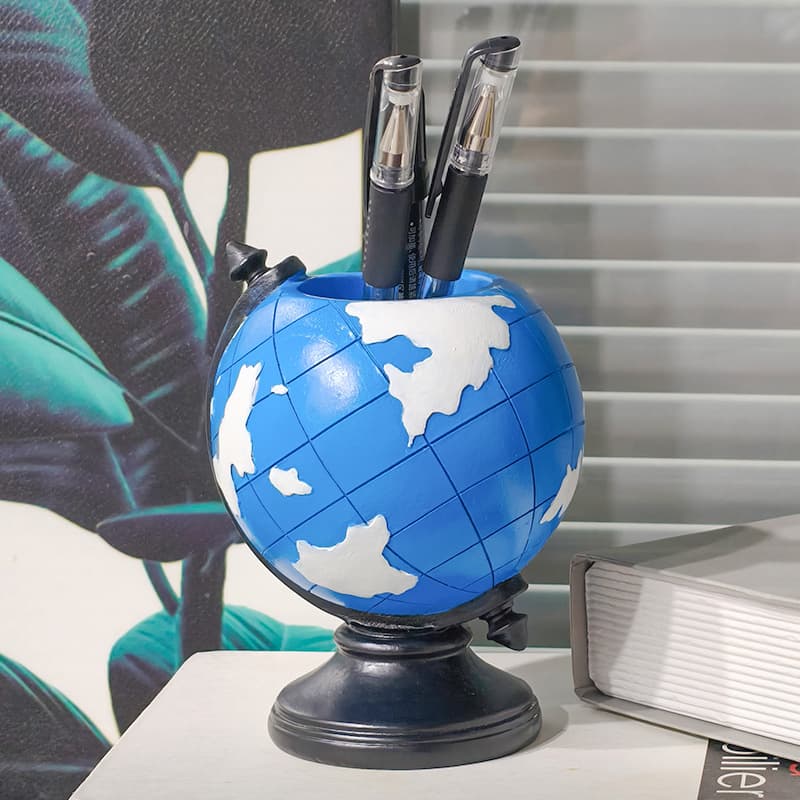 Office desktop ornaments globe pen holder creative gifts living room student study home decoration