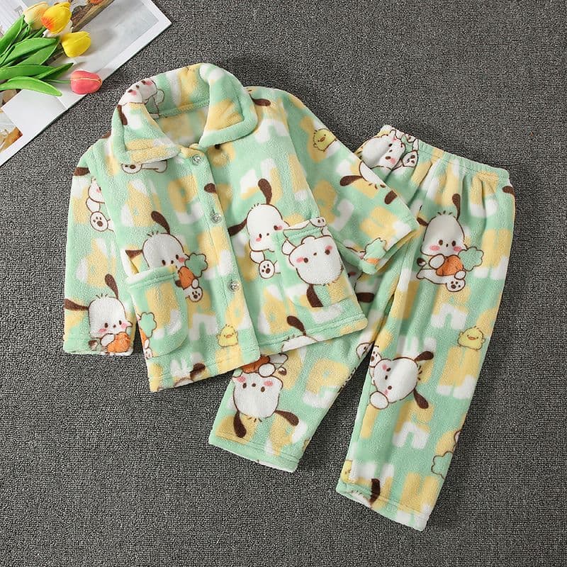 Children's pajamas, flannel girls' suits, autumn and winter new medium and large children's warm coral baby boys' home clothes