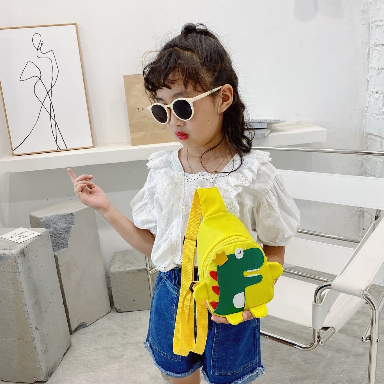 New Versatile Children's Dinosaur Chest Bag Casual Cartoon Crossbody Backpack Kids Fashion Accessory Ideal For School Play