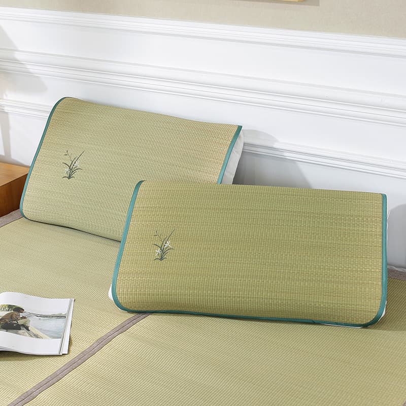 Summer Natural Grass Mat Pillow Slice Rush Cool Mat Pillowcase Adult Orchid Grass Pillow Mat Children Single Summer Pillow Mat