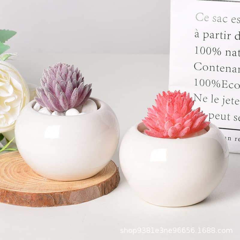 Curated Minimalist Succulent Plant Pot Mini Round Ceramic Pot Home Decoration Green Plant Small Pot Manufacturer
