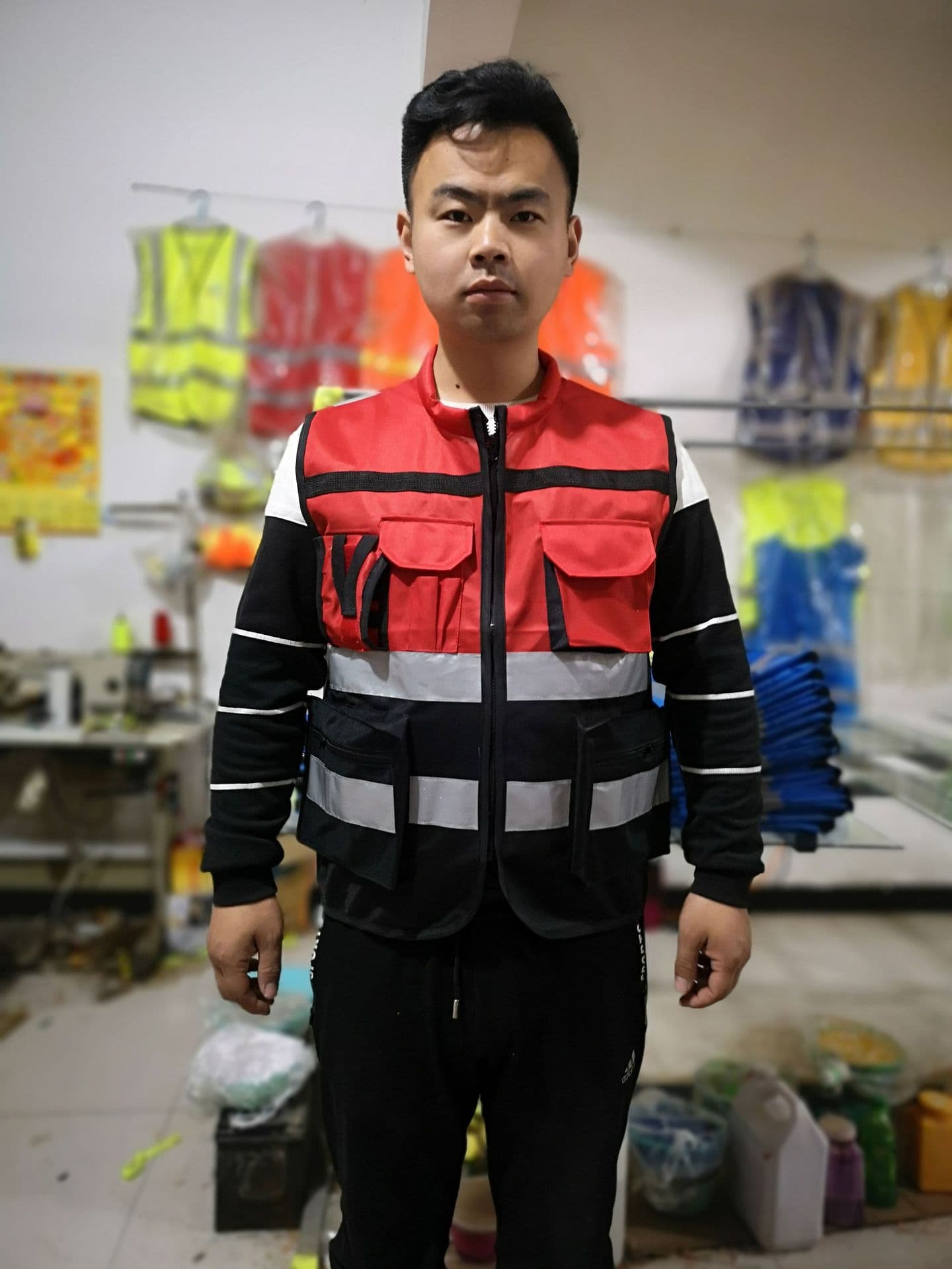 Original Intention Reflective Vest Reflective Safety Vest Cycling Wear Traffic Reflective Clothing Bright Silver Protective Vest Color-Block Reflective Safety Vest