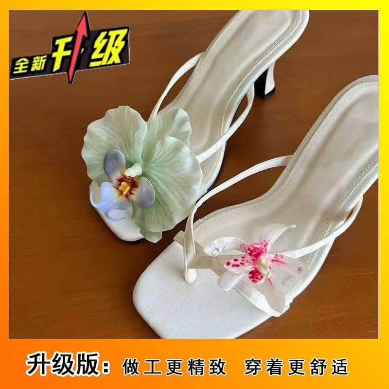 Mandarin Duck High Heel Sandals for Women, Fairy Style, High Appearance Design, 2025 Summer New, Uncommon Toe-Post Slip-On Sandals