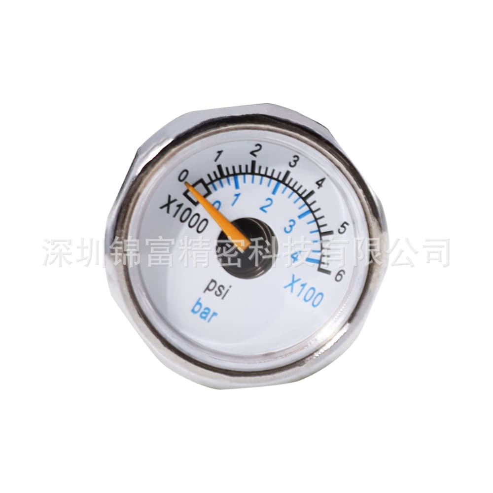 Factory Wholesale 7/16 Silver Case Black Dial 6000 Pressure Gauge Silver Case Black Dial Dual Scale 400bar 6000 Pressure Gauge