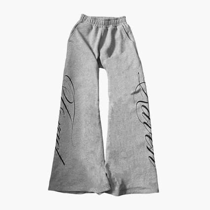 Y2K women's casual fashion street style letter side pattern print jogging elastic waist straight pants wide leg length