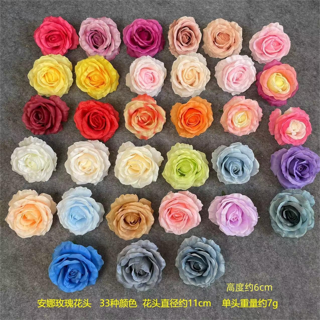 11cm Anna rose heads, silk artificial flowers for wedding decor, hairpins, craft wreaths