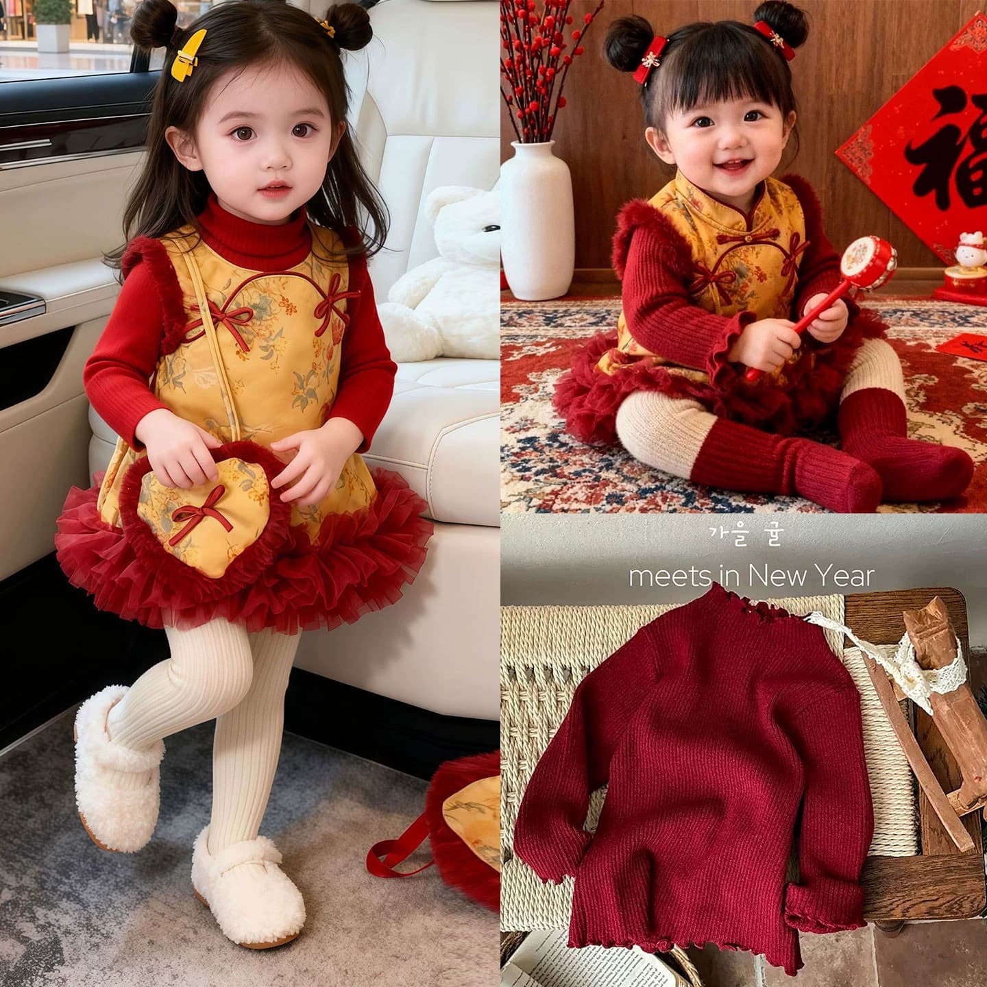 High-end Quilted Cheongsam Vest Dress for Autumn/Winter 2025 New Children's Birthday Party Dress