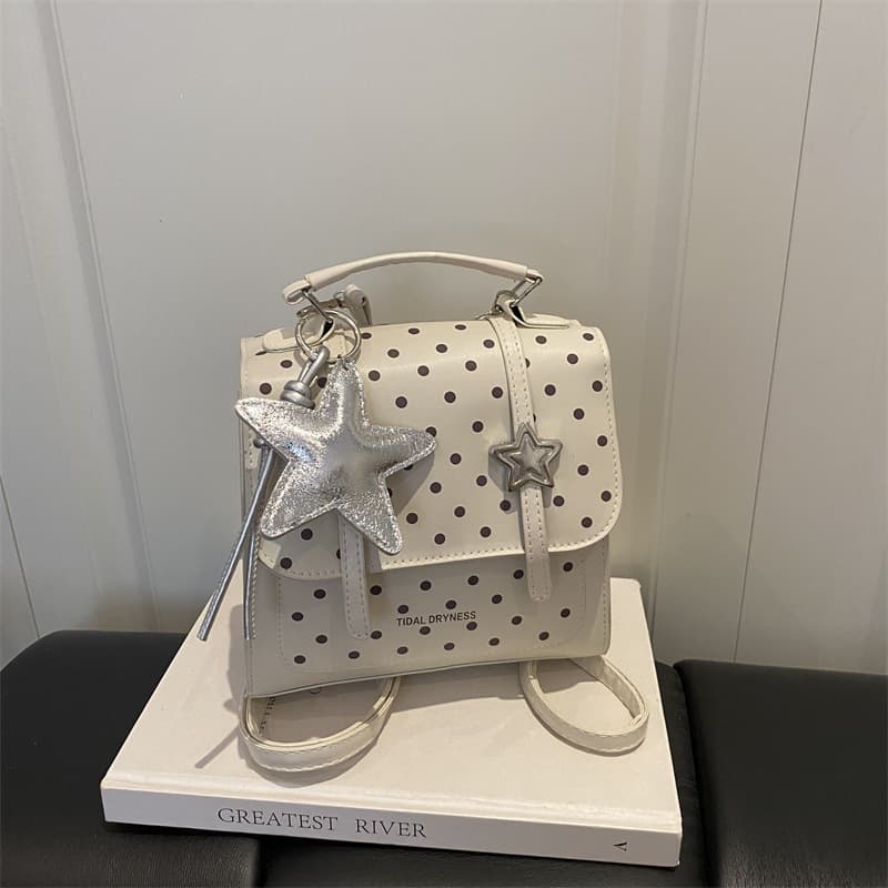 Western style retro college backpack women's 2026 summer new niche polka dot backpack daily student school bag
