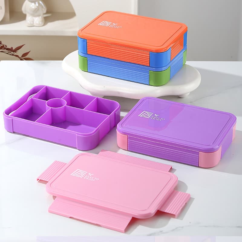 Student simple compartmented large-capacity lunch box microwaveable fruit salad lunch box with fork and spoon tableware