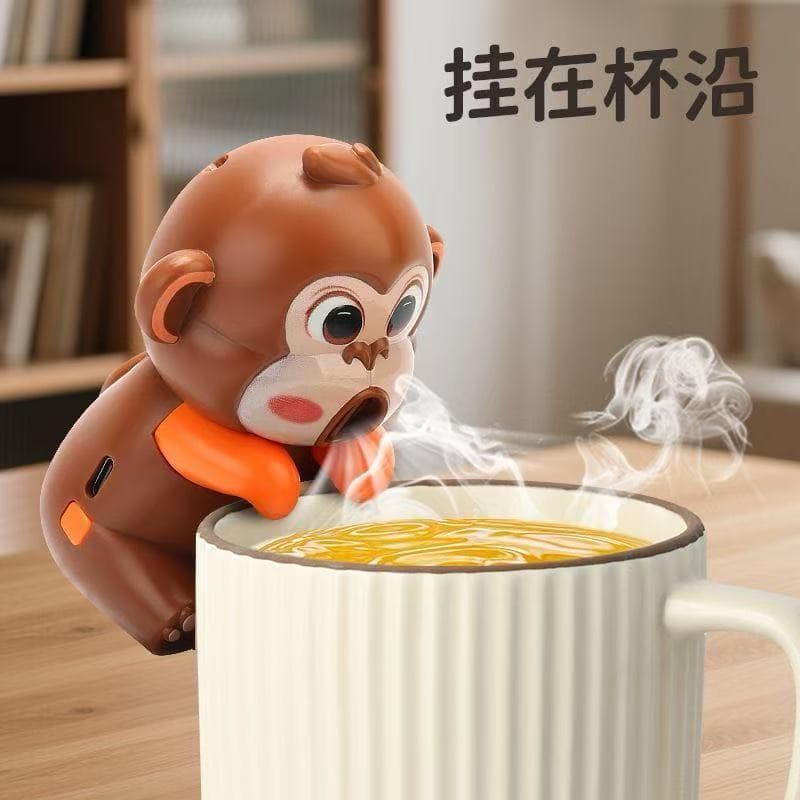 Summer Desktop Portable Cup-Hanging Mini Fan Hot Water Cooling Blower USB Rechargeable Cute Monkey Panda Cat Design