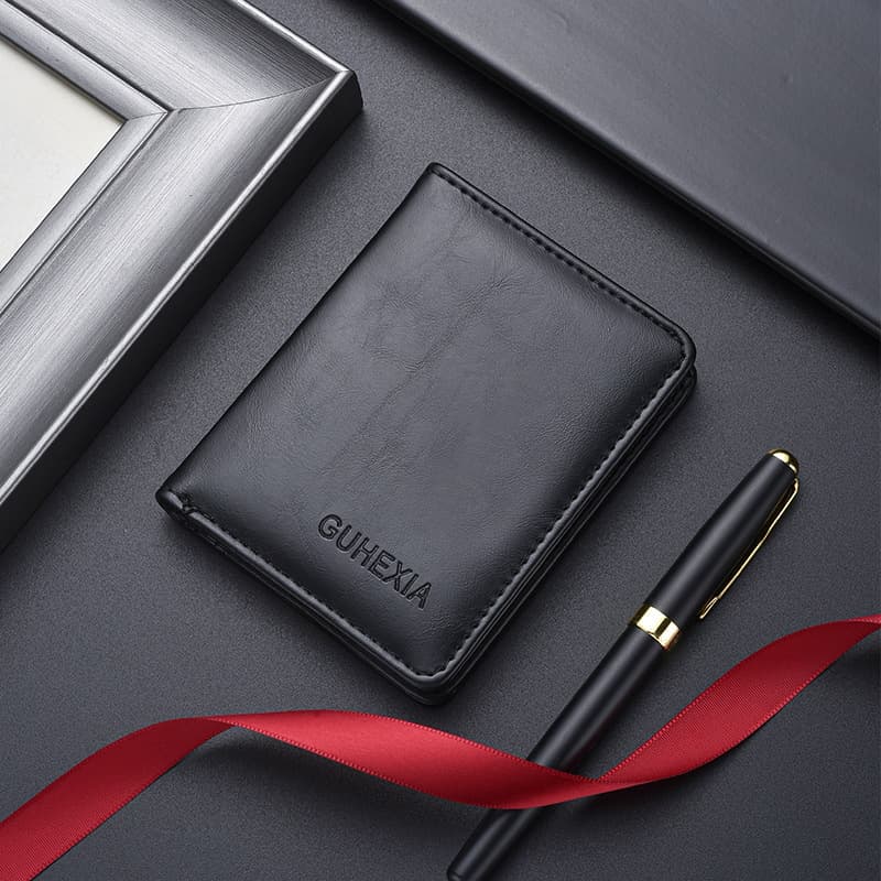 Men's Slim Wallet Ultra-Thin Card Holder Multi-Functional Multi-Slot Large Capacity Anti-Magnetic Short Driver's License Leather Case