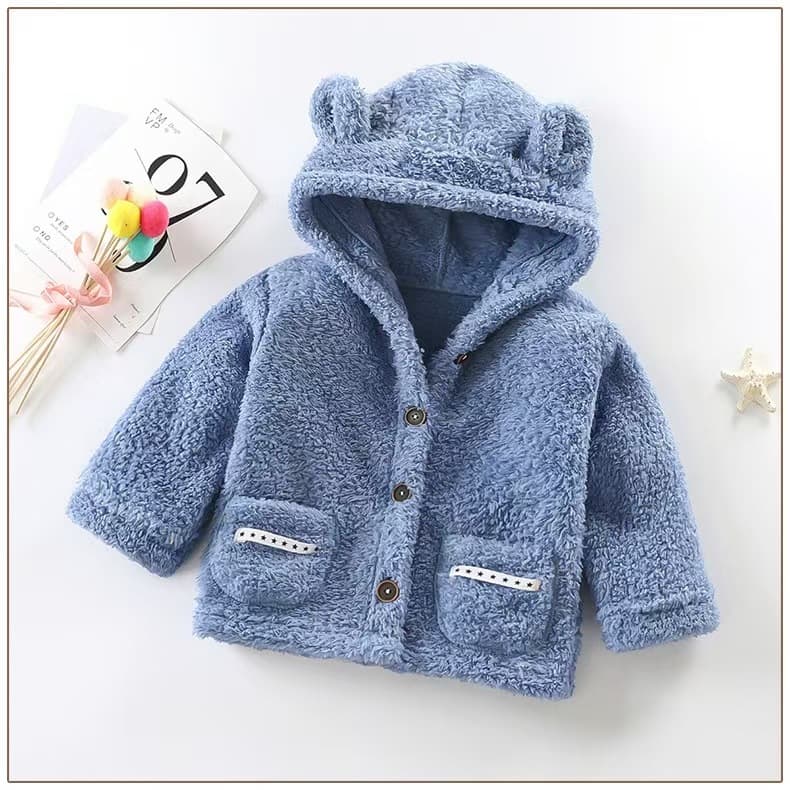 2025 Fall Thickened Fleece-Lined Kids Plush Coat Girls Hooded Casual Cardigan Children's Fleece Jacket