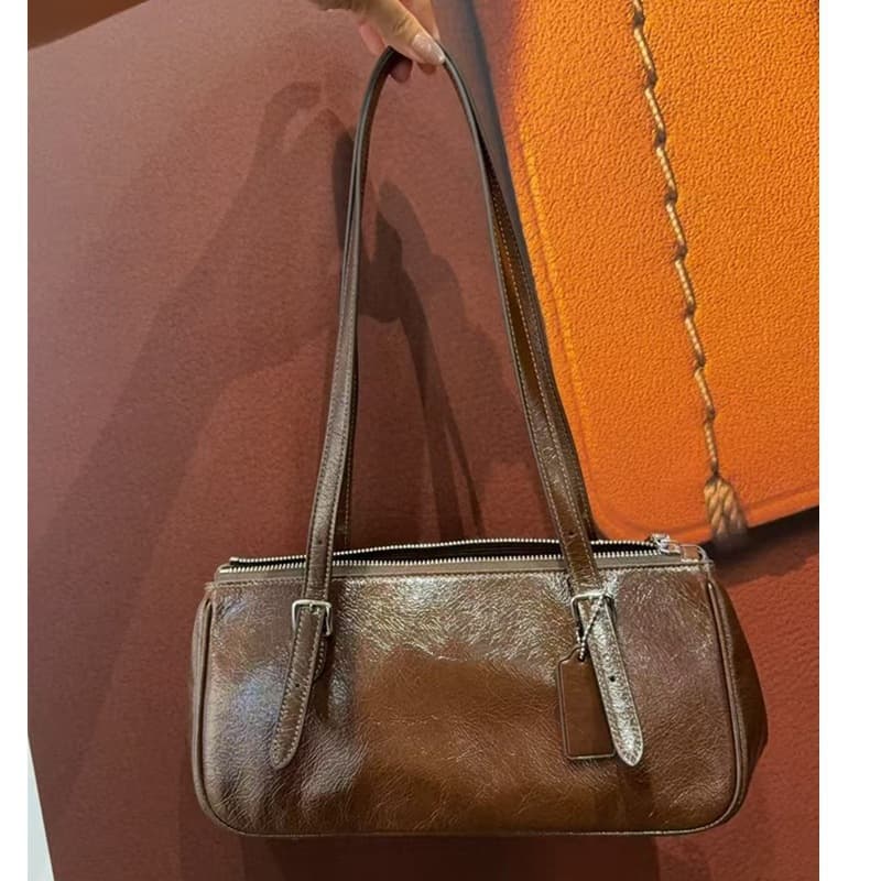 Koujia genuine leather women's bag Asher waxed leather armpit bag LV bag tote bag shoulder bowling bag bag ins bag
