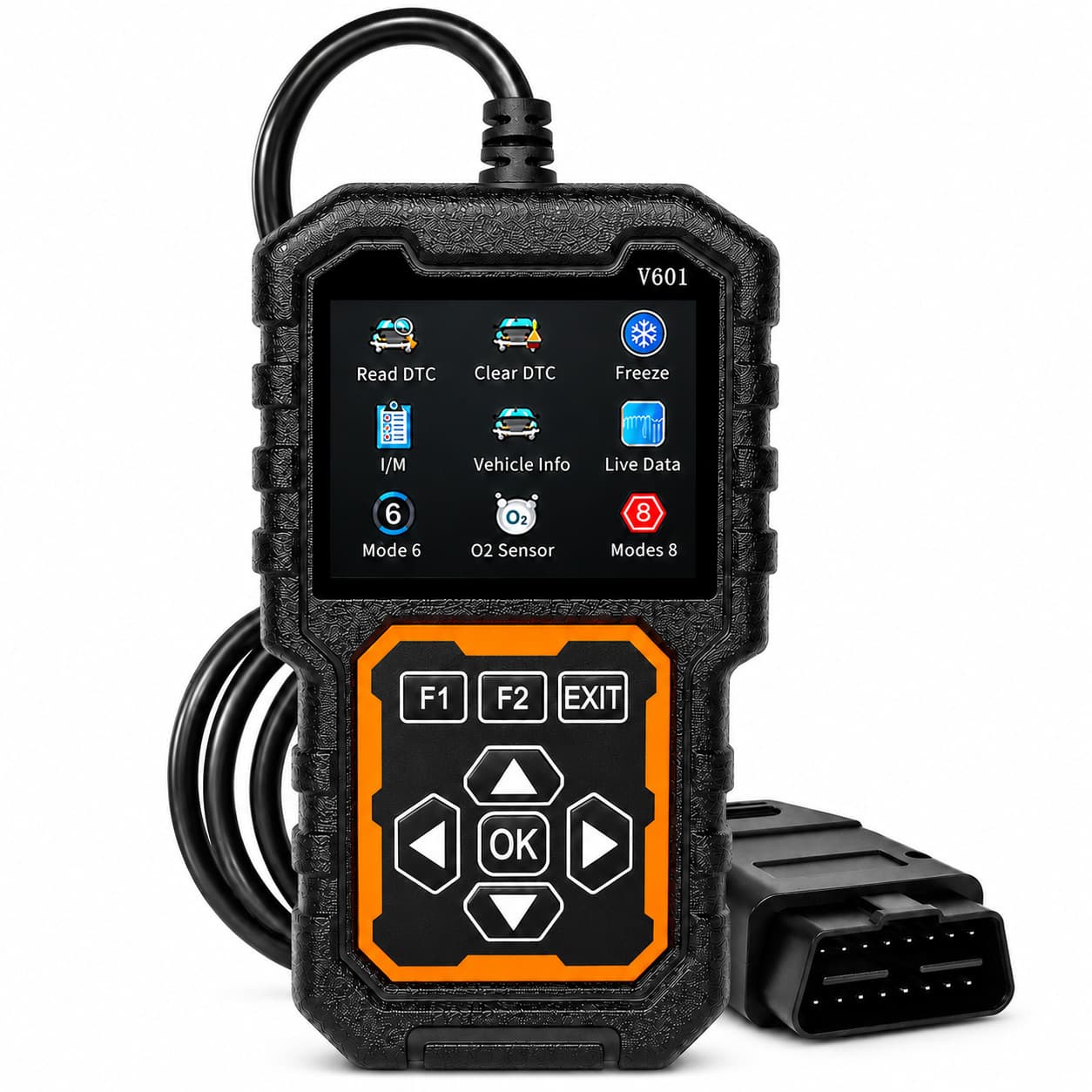 The popular [601] OBD interface connects to the vehicle electronic control system and reads the engine. diagnostic tools