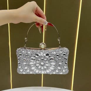 New Cross-Border Rhinestone Evening Bag Premium Women's Fashion Clutch Luxury Crossbody Sparkly Diamond Handbag
