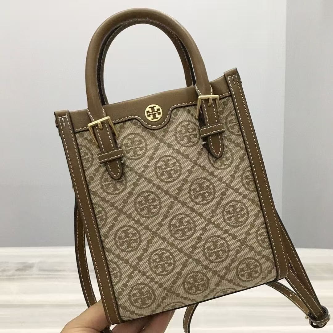 2025TB New Mini Classic Old Flower Tote Bag Hand-held Crossbody Shoulder Bag Piano Score Bag Retro Full Print Bag